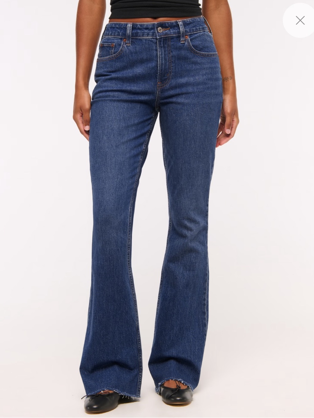 Abercrombie Curve Love Mid Rise Bootcut Frayed Hem Jean